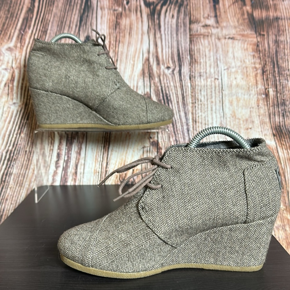 Toms Tweed Wedge Ankle Booties Womens Sz 9 - Picture 2 of 8